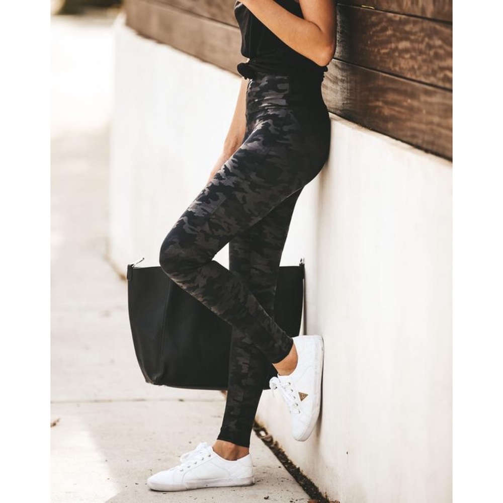 Spanx Faux Leather Camo Leggings